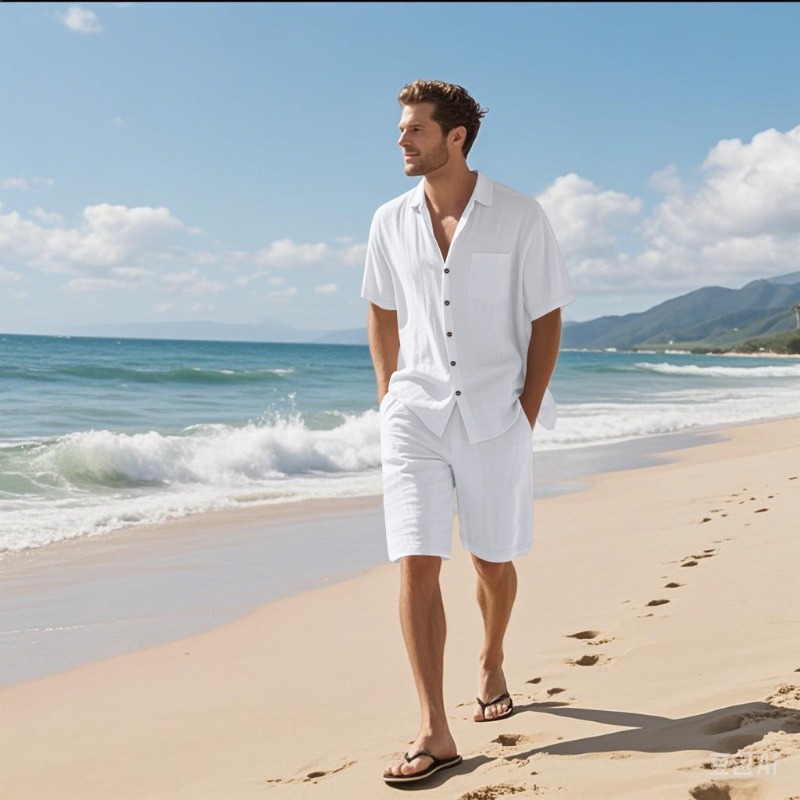 Men Linen Blend Camp Collar Sh - Shirt Camp Collar review and price