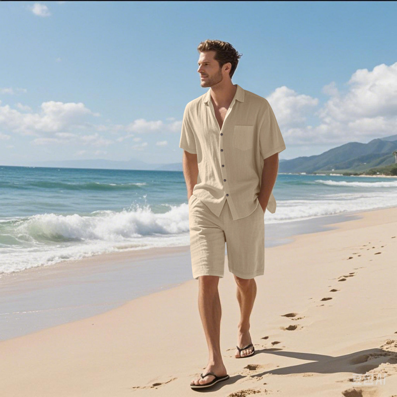 Men Linen Blend Camp Collar Sh - Shirt Camp Collar review and price