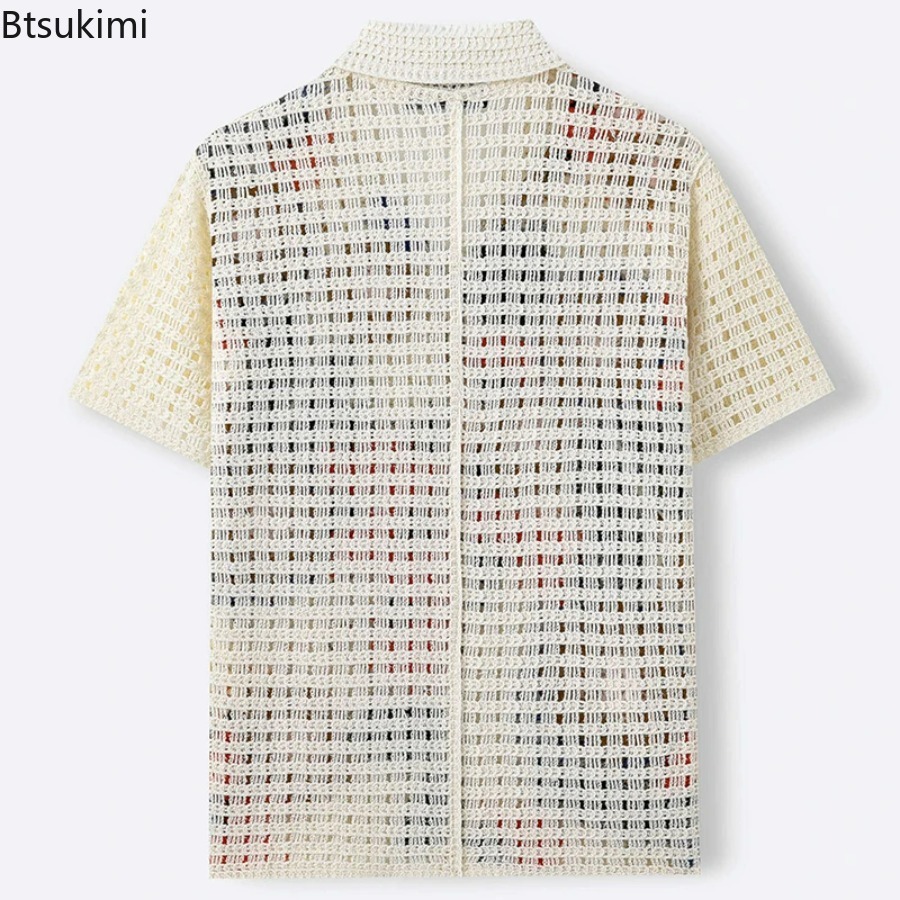 Men's Retro Floral Crochet Kni - Shirt Camp Collar review and price